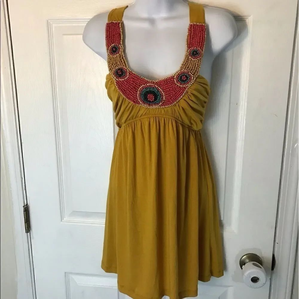 🌈Wet seal Mustard Colored M Open Back Dress!